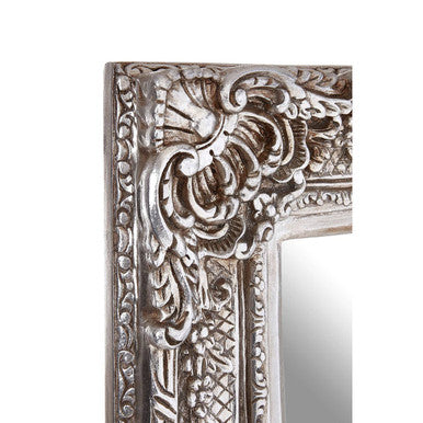 Orsina Marseille Champagne Wall Mirror – Silver Floral Beveled Frame