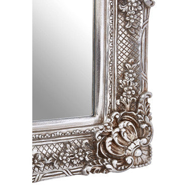 Orsina Marseille Champagne Wall Mirror – Silver Floral Beveled Frame