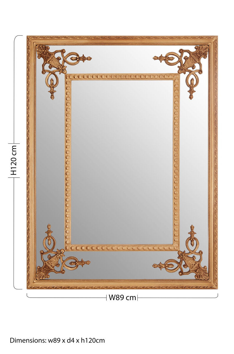 Orsina Marseille Gold Wall Mirror – Ornate Beaded Frame with Motifs