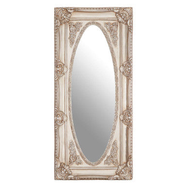 Orsina Marseille Oval Wall Mirror – Champagne Silver Decorative Border