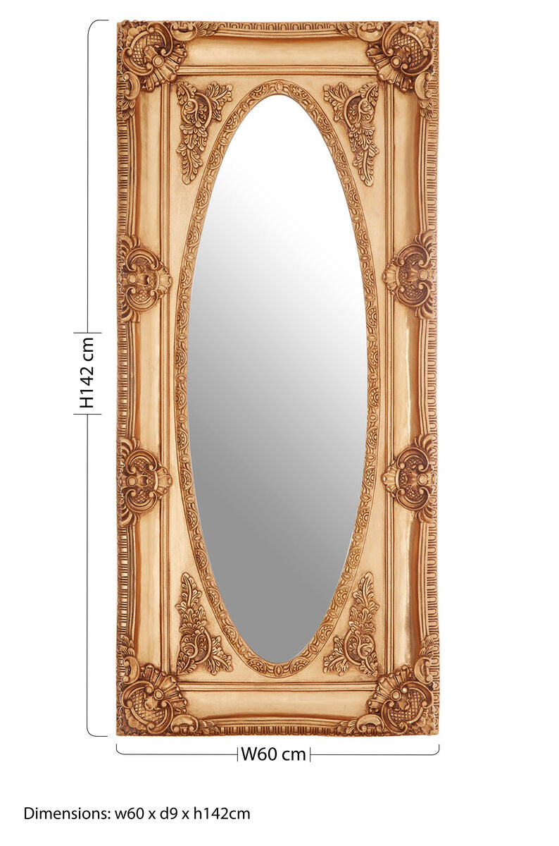 Orsina Marseille Gold Oval Wall Mirror – Ornate Acanthus Leaf Frame