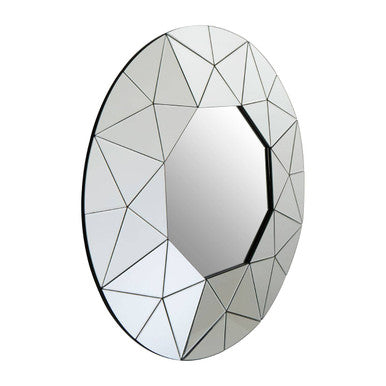Orsina Roona Silver Wall Mirror – Modern Hexagonal Faceted Geometric Design