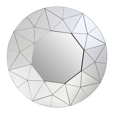 Orsina Roona Silver Wall Mirror – Modern Hexagonal Faceted Geometric Design