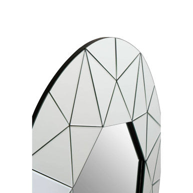 Orsina Roona Silver Wall Mirror – Modern Hexagonal Faceted Geometric Design
