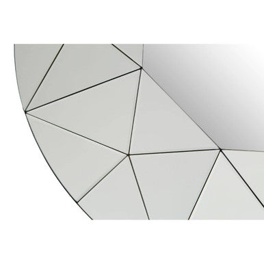 Orsina Roona Silver Wall Mirror – Modern Hexagonal Faceted Geometric Design