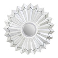 Orsina Raita Round Wall Mirror – Silver Art Deco Geometric Frame