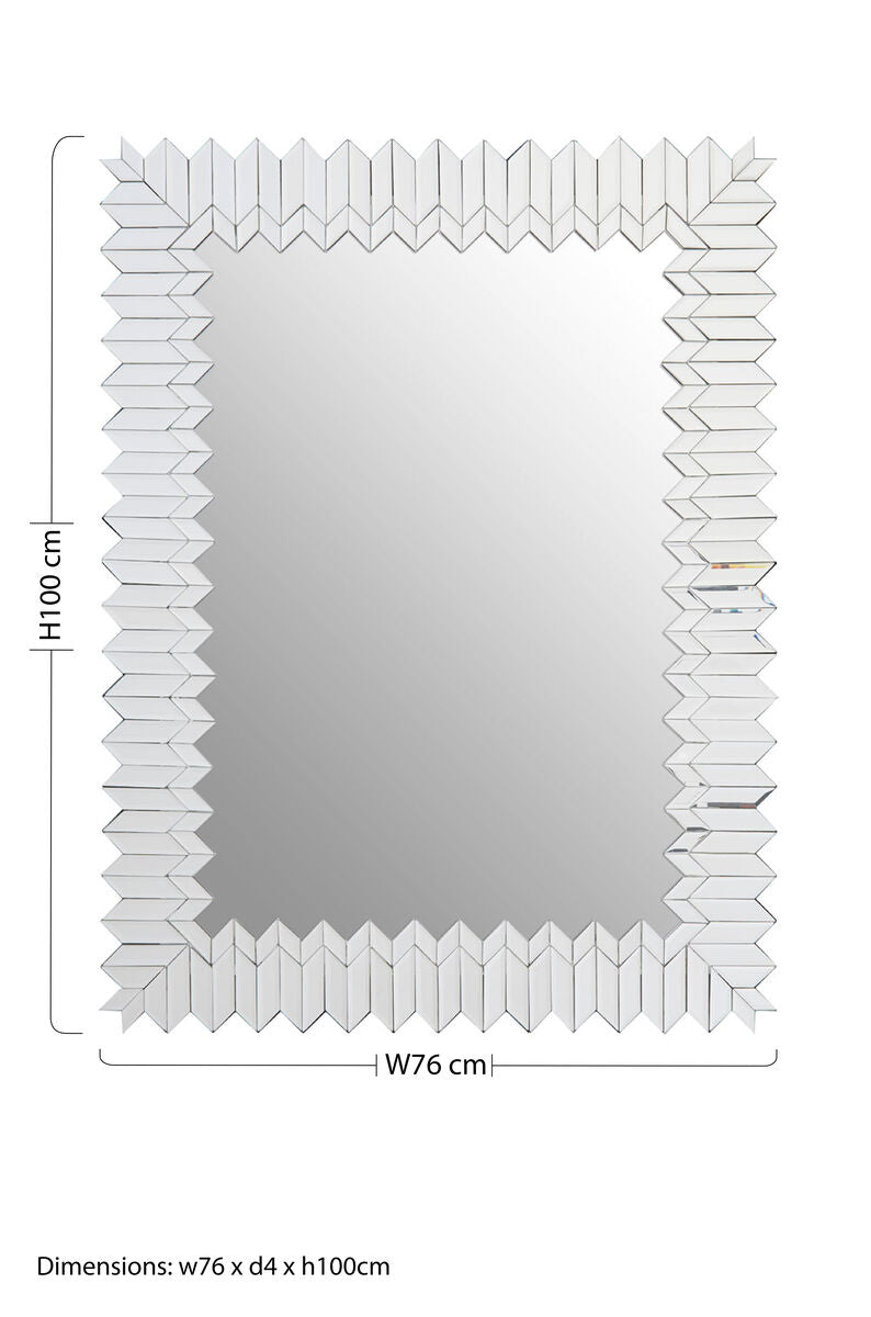 Orsina Rabia Wall Mirror – Silver Geometric Mosaic Frame Decor