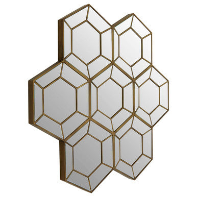 Orsina Riva Gold Hexagon Wall Mirror – Art Deco Geometric Design