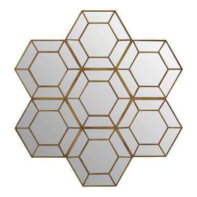 Orsina Riva Gold Hexagon Wall Mirror – Art Deco Geometric Design