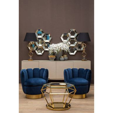 Orsina Riva Gold Hexagon Wall Mirror – Art Deco Geometric Design