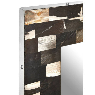 Orsina Relic Square Petrified Wood Wall Mirror | Dark Mosaic Frame