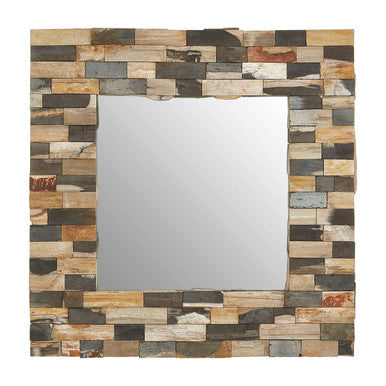 Orsina Relic Square Wall Mirror – Mosaic Tile Frame Decorative Accent