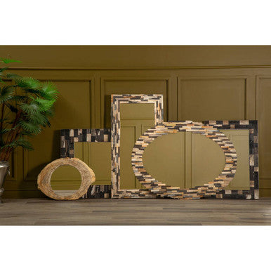 Orsina Relic Rectangular Wall Mirror – Mosaic Tiled Frame Decor