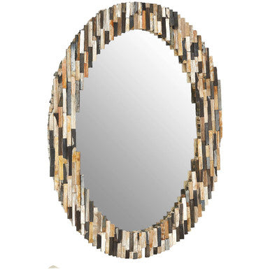 Orsina Relic Oval Wall Mirror – Mosaic Tile Frame in Natural Tones