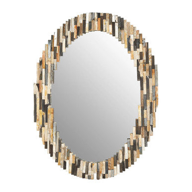 Orsina Relic Oval Wall Mirror – Mosaic Tile Frame in Natural Tones