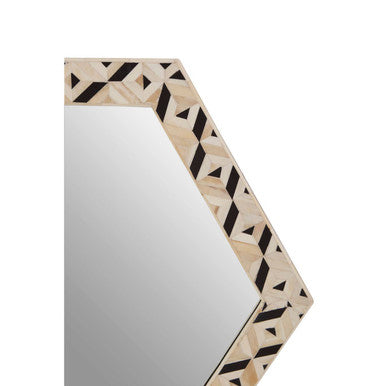 Orsina Harlo Hexagonal Wall Mirror – Ivory and Black Geometric Decor
