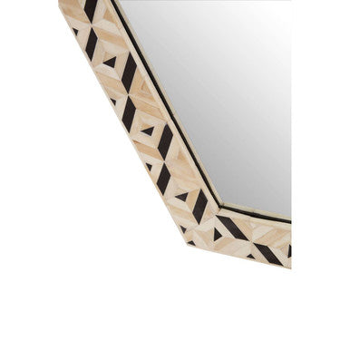 Orsina Harlo Hexagonal Wall Mirror – Ivory and Black Geometric Decor