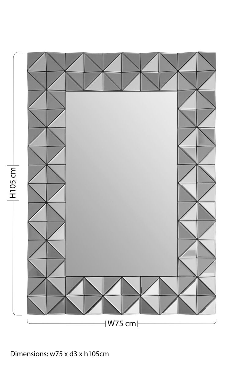 Orsina Soho Silver Geometric Wall Mirror – 3D Modern Statement Decor