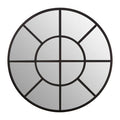 Orsina Descartes Round Wall Mirror – Black Metal Geometric Industrial