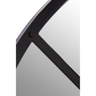 Orsina Descartes Round Wall Mirror – Black Metal Geometric Industrial