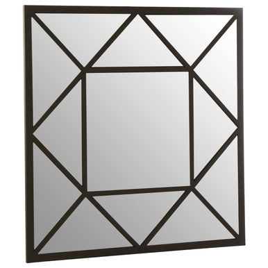 Orsina Descartes Black Metal Geometric Square Wall Mirror – 24 Inch