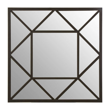 Orsina Descartes Black Metal Geometric Square Wall Mirror – 24 Inch