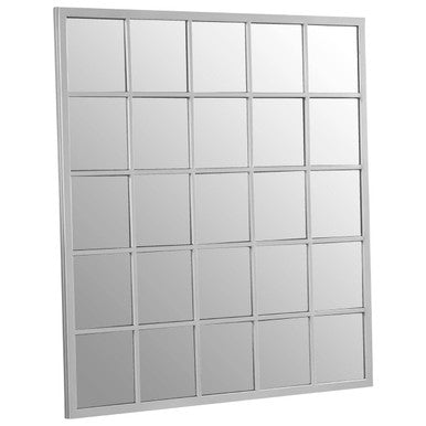 Orsina Descartes Silver Grid Frame Wall Mirror – Modern Vanity Decor