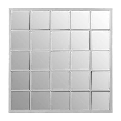 Orsina Descartes Silver Grid Frame Wall Mirror – Modern Vanity Decor
