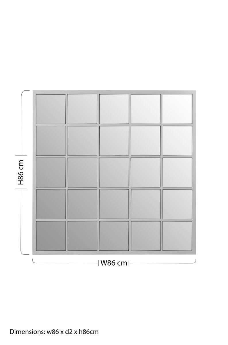 Orsina Descartes Silver Grid Frame Wall Mirror – Modern Vanity Decor