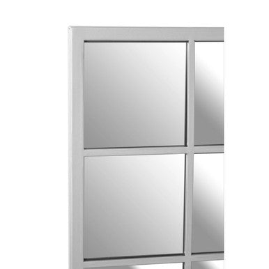 Orsina Descartes Silver Grid Frame Wall Mirror – Modern Vanity Decor