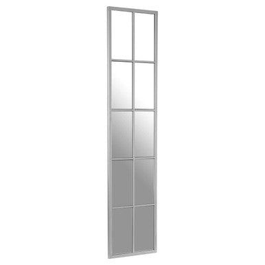 Orsina Descartes Tall Window Pane Wall Mirror | Silver Grid Design