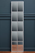 Orsina Descartes Tall Window Pane Wall Mirror | Silver Grid Design