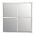 Orsina Descrates Square Window Pane Wall Mirror | Silver Stainless Steel