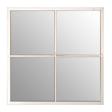 Orsina Descrates Square Window Pane Wall Mirror | Silver Stainless Steel