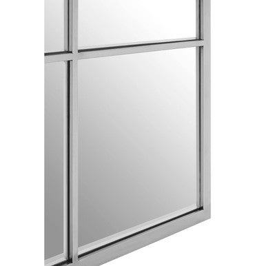 Orsina Descrates Square Window Pane Wall Mirror | Silver Stainless Steel