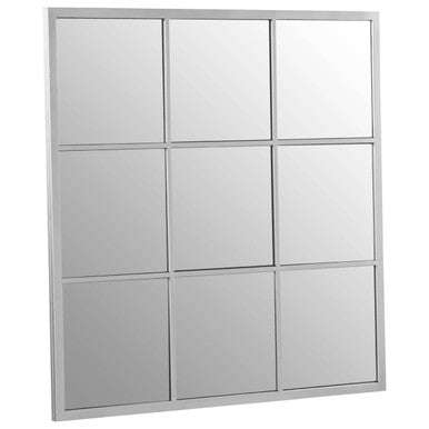 Orsina Descartes Square Grid Wall Mirror – Silver Finish Geometric Decor