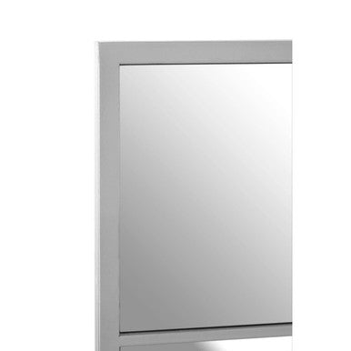 Orsina Descartes Square Grid Wall Mirror – Silver Finish Geometric Decor