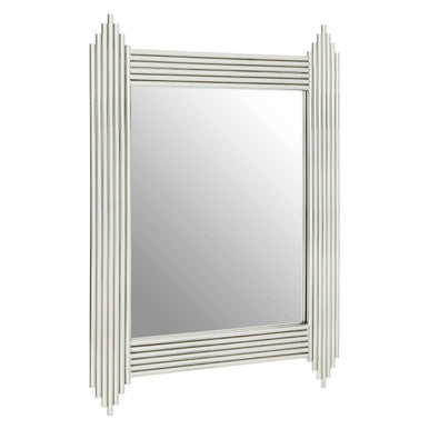 Orsina Clarice Wall Mirror – Art Deco Stainless Steel Silver Frame