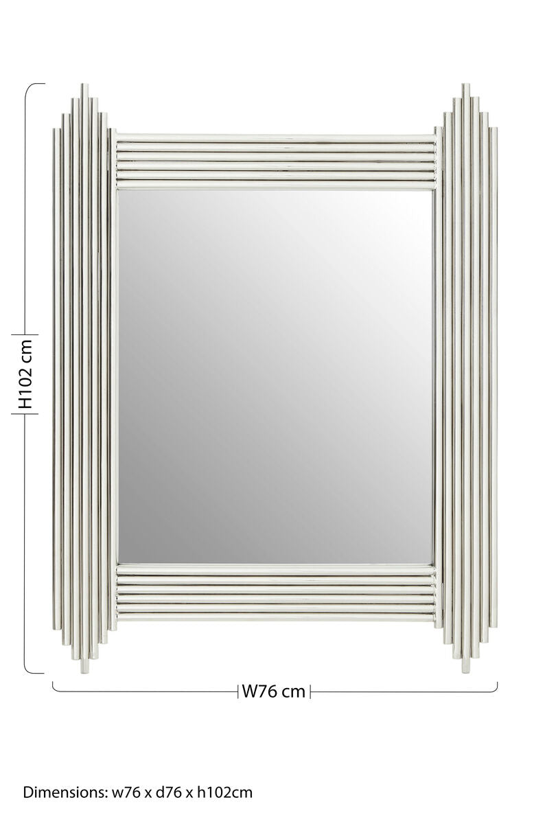 Orsina Clarice Wall Mirror – Art Deco Stainless Steel Silver Frame