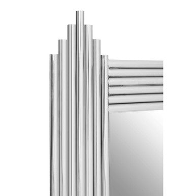 Orsina Clarice Wall Mirror – Art Deco Stainless Steel Silver Frame