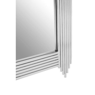 Orsina Clarice Wall Mirror – Art Deco Stainless Steel Silver Frame