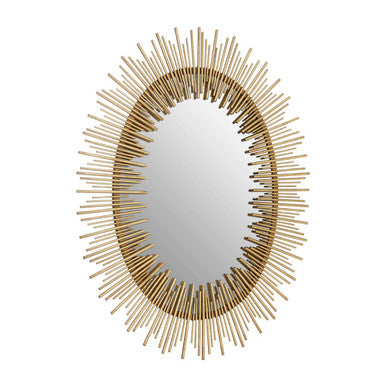 Orsina Phalanx Gold Oval Wall Mirror – Art Deco Stepped Frame Design