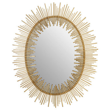 Orsina Phalanx Gold Oval Wall Mirror – Art Deco Stepped Frame Design