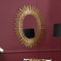 Orsina Phalanx Gold Oval Wall Mirror – Art Deco Stepped Frame Design