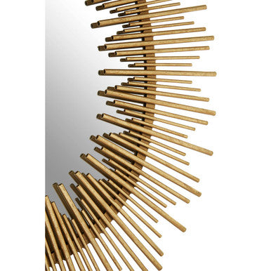 Orsina Phalanx Gold Oval Wall Mirror – Art Deco Stepped Frame Design