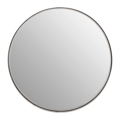 Orsina Leonov Large Round Wall Mirror – Polished Nickel Hammered Finish