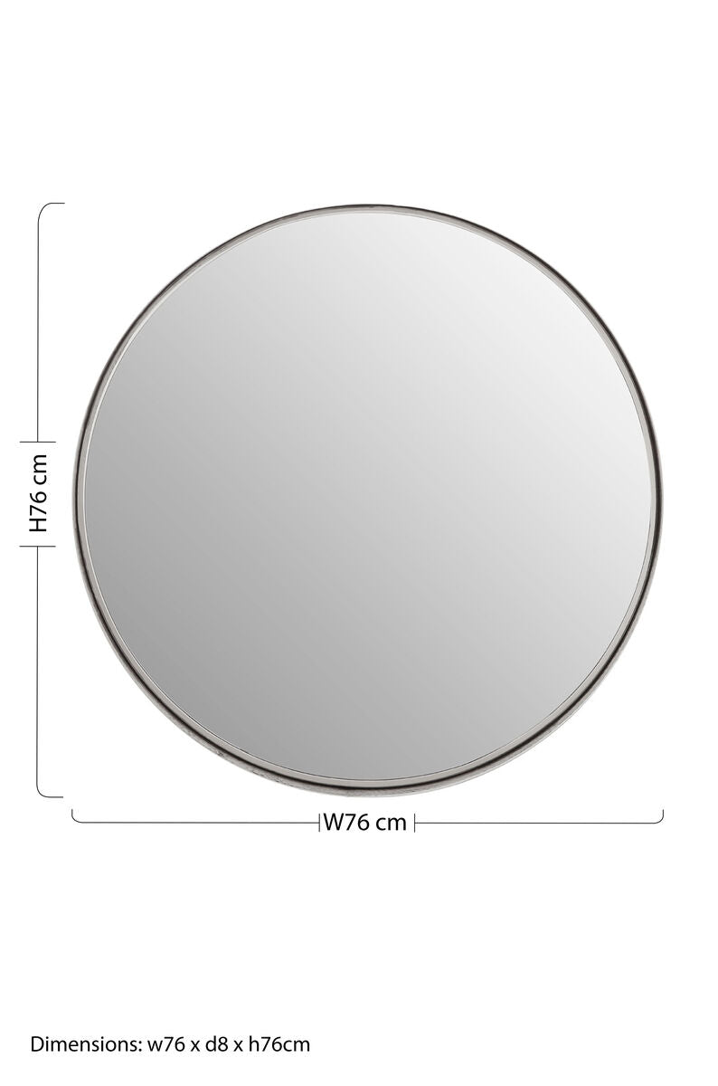 Orsina Leonov Large Round Wall Mirror – Polished Nickel Hammered Finish