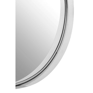 Orsina Leonov Large Round Wall Mirror – Polished Nickel Hammered Finish
