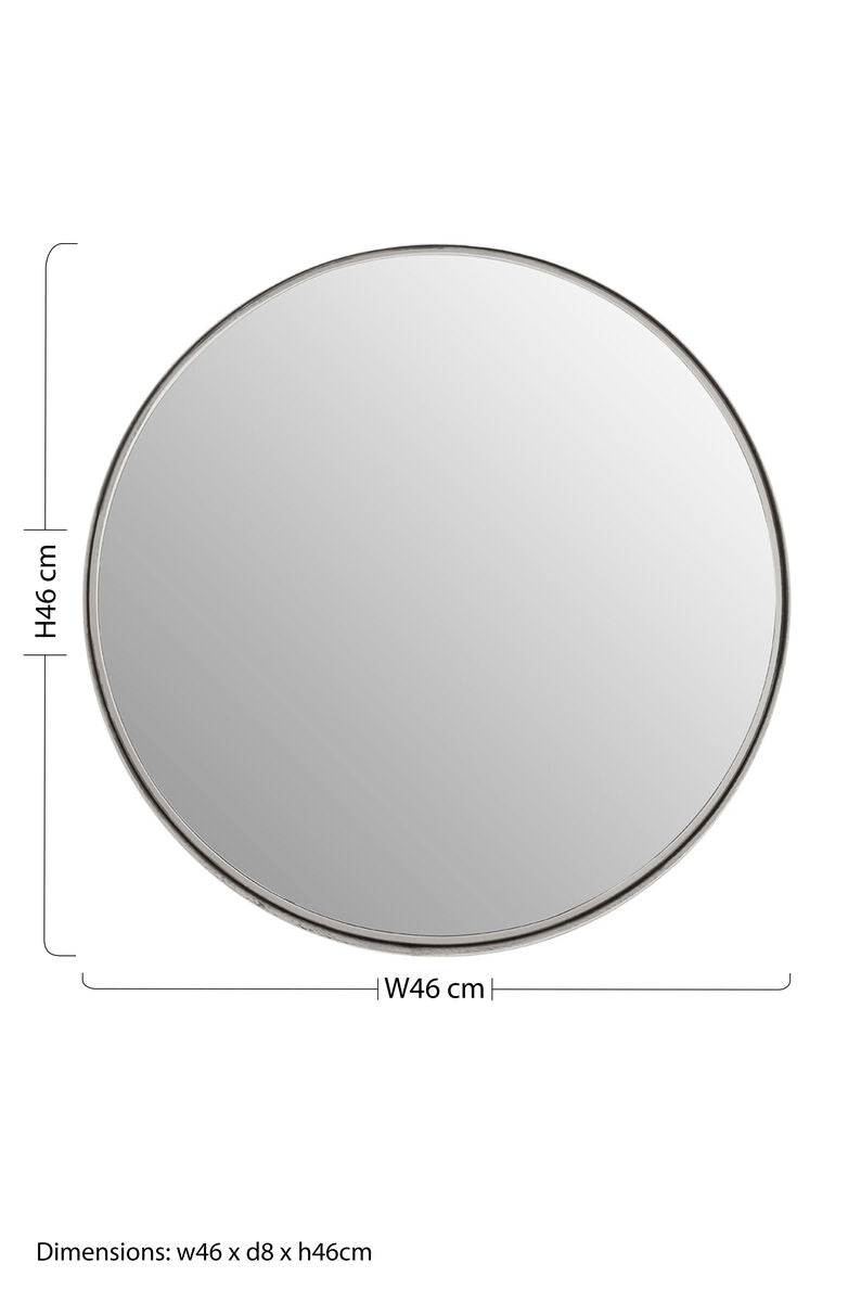 Orsina Leonov Round Wall Mirror – Small Nickel Hammered Metal