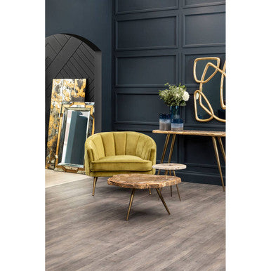 Orsina Pablo Abstract Wall Mirror – Gold and Green Geometric Decor
